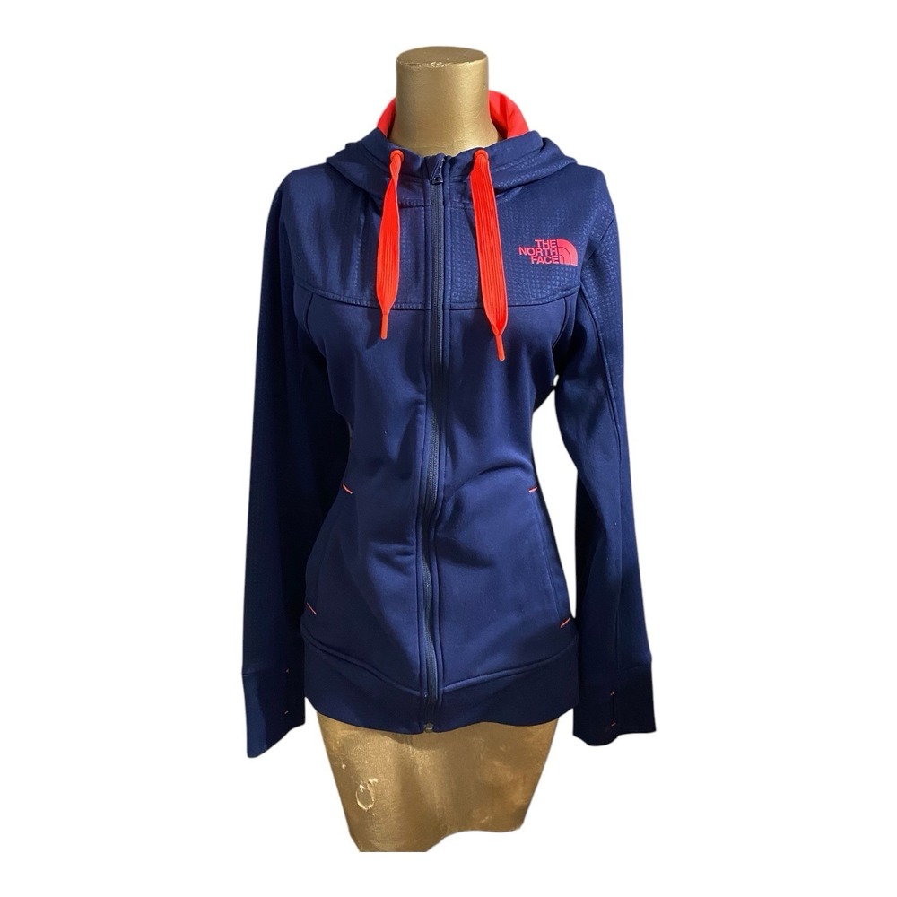 The North Face Women's Full Zip Up Deep Blue Bright Pink Hoodie Size Medium